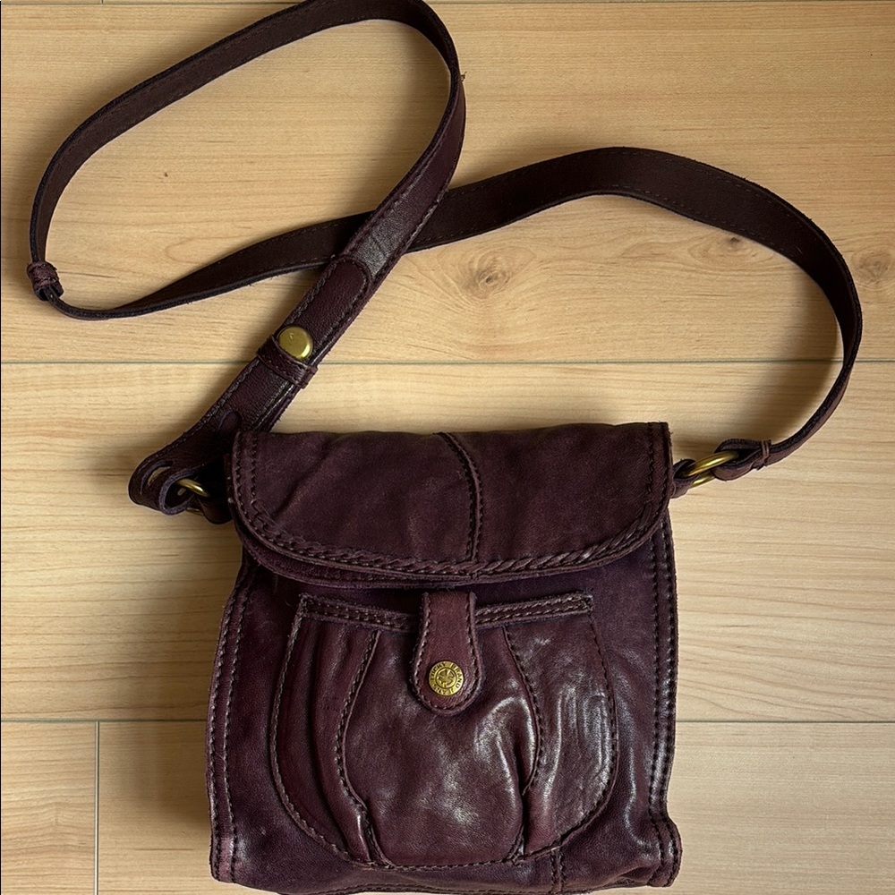 Lucky Brand Mini Abbey Road Italian Leather Lamb Leather Bag. Plumb Color